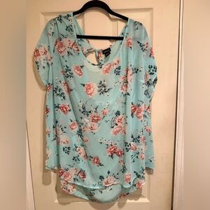 Torrid Aqua Floral Blouse